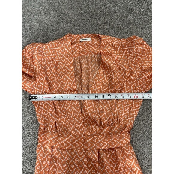 Sandro Cottagecore Heart Check Printed Wrap Dress Size 38 US 6 - Picture 4 of 10